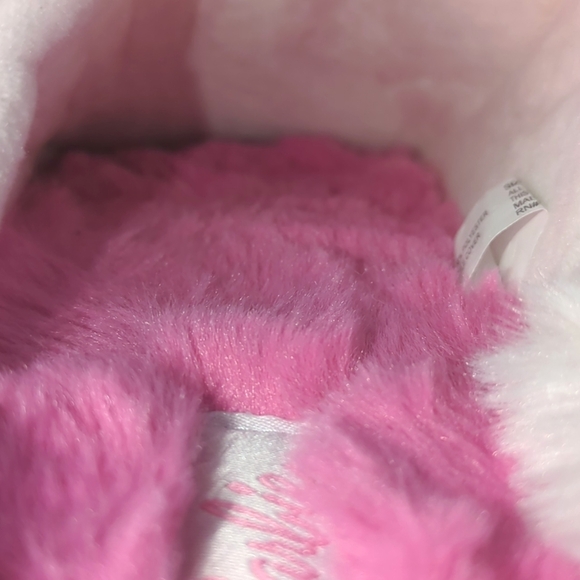 Plush Barbie Slippers With Hearts, Pink And White Like New - Picture 5 of 10
